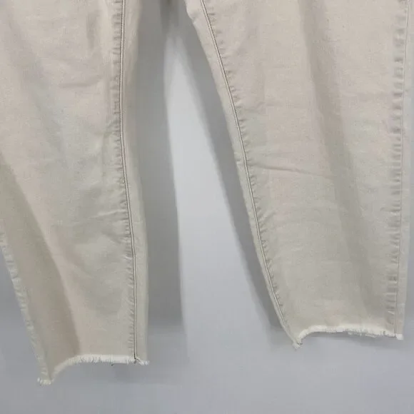 Eileen Fisher Cropped Raw Hem High-Rise Jeans Stretch Cream 16 - Picture 4 of 12